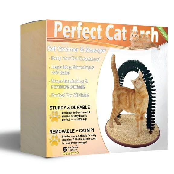 BESTSKY 2026 New Cat Self Grooming Arch Post & Toy with Bristle and Catnip for Scratching, Brushing, and Massaging
