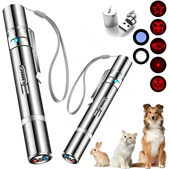 BESTSKY 2026 New Cat Toys,Laser Pointer with 5 Adjustable Patterns,Usb Recharge Laser,Long Range and 3 Modes Training Chaser Interactive Toy,Dog Laser Toy