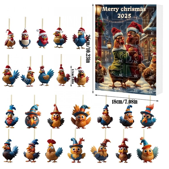 BESTSKY 2026 New Christmas Advent Calendar ,Surprise Gift Box,Christmas Ornament Cute Acrylic Countdown Reusable with 24 Drawers for Thanksgiving Party Holiday Decor