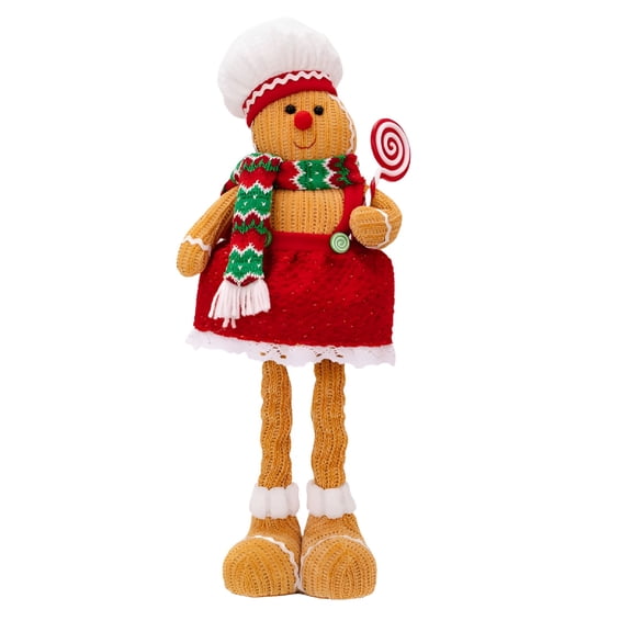 BESTSKY 2026 New Christmas Gingerbread Man Plush Doll for Home Decor,Holiday Gift,Kids Room,Telescoping Leg Boy Girl Gingerbread Doll Soft Stuffed Pillow for Christmas Tree Party Decor
