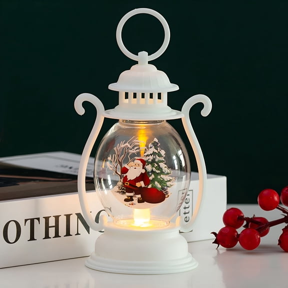 BESTSKY 2026 New Christmas Snow Globes Christmas Church Snow Globe,Christmas Santa Lantern,White Christmas Tree Churches,Light Up Christmas Decoration,Warm Lamp Winter for Matel Dining Table Decor