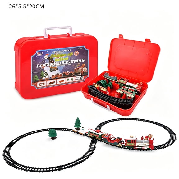 BESTSKY 2026 New Christmas Train Set,Battery Powered Toy Train with Tracks,Light Sound Effects,Holiday Decor Gift,Abs Plastic Railway,Kids Boys Girls Educational Toy