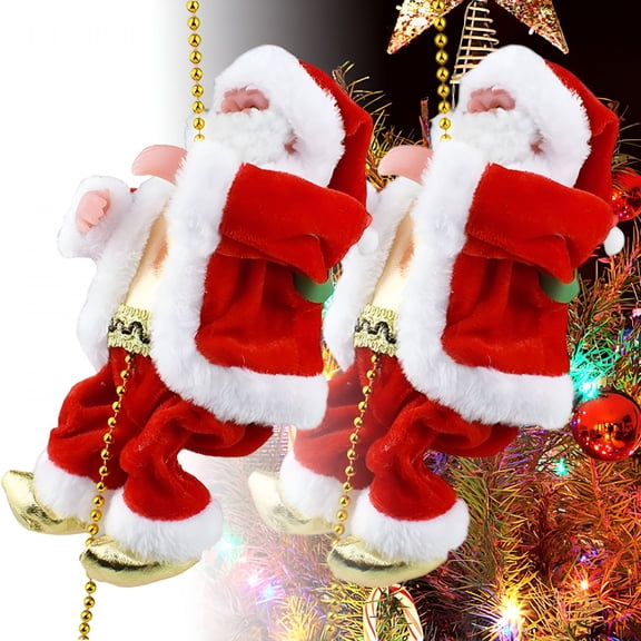 BESTSKY 2026 New Climbing Santa-Funny Electric Santa Climbing Up and Down Ladder/Rope-Musical Moving Santa-Holiday Home Decor,Indoor Christmas Tree Decorations Gifts(Rope)