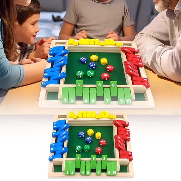 BESTSKY 2026 New Close the Box Dice Game 2-4 Player Family Wooden Board Table Math Games with 8 Dices Classics Games for Home Party&Pub for Family,Party,Game Night,Classroom,Friends,Holiday