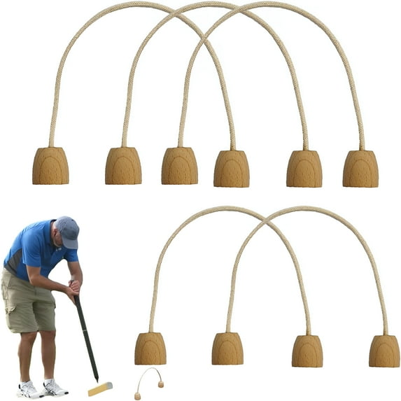 BESTSKY 2026 New Cotton Rope Croquet Wickets 5Pcs Soft Croquet Game Wickets 7.09X5.91In Croquet Sticks Rope Croquet Wickets Set for Family Game for Backyard,Park,Garden