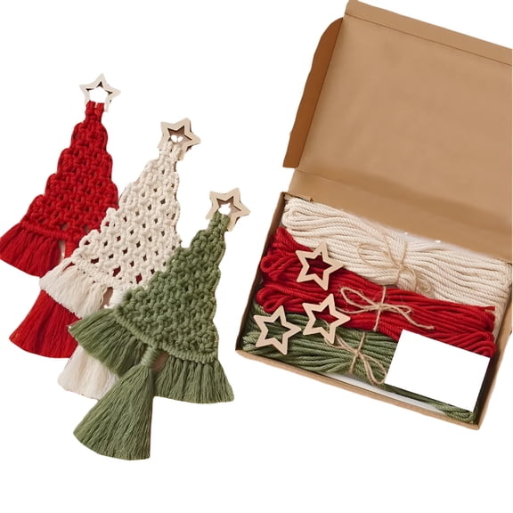 BESTSKY 2026 New Crochet Kits for Beginners,Diy Wall Hanging Christmas Tree Craft Starter Kit with Step-By-Step Video Tutorials for Adults Kids,Make Your Own Christmas Tree for Holiday Party
