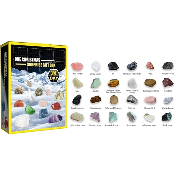 BESTSKY 2026 New Crystal Christmas Advent Calendars for Kids,24 Natural Gemstones Healing Stones Advent CalendarChristmas Countdown Gift for Bedroom,Playroom,Study,Living Room
