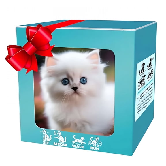BESTSKY Cuddly Robotic Cats Plush Toy with Automatic Response Barking Tail Wagging Robot Life Like for Toddler Companion