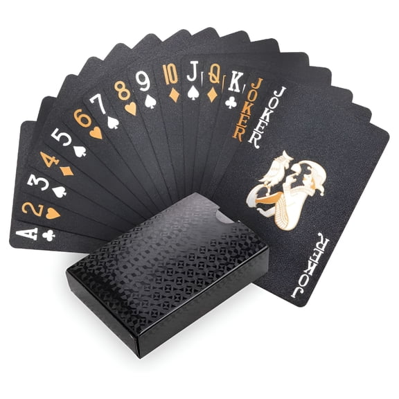 BESTSKY 2026 New Deck of Cards Waterproof Black Playing Cards Poker Cards Plastic Playing Cards Gilding Black Playing Cards Black Gilding Waterproof Playing Cards