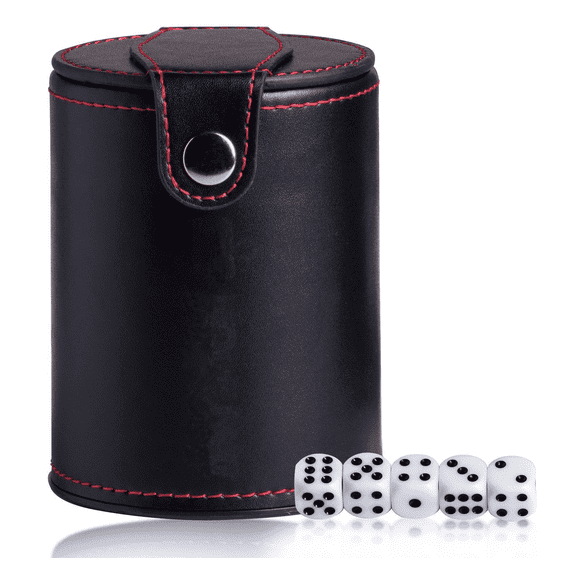 BESTSKY 2026 New Dice Cup Fine Craftsmanship Pvc Leather Dice Set Elegant Design Bar Game Accessories for Party,Home,Casino,Game Night