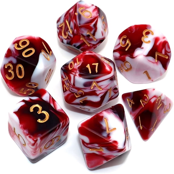 BESTSKY 2026 New Dice Set Red Mix White Dice for Dungeon and Dragons D&D Mtg for Tabletop,Board Game,Roleplay 7-Die Rpg Polyhedral Dice
