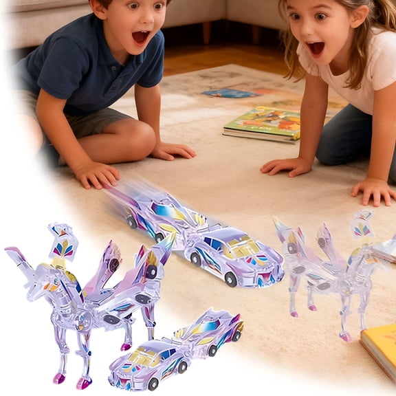 BESTSKY 2026 New Dinosaur Collision Transforming Car Toy-Transformation Car Toy with Crash&Transform Feature,For Boys and Girls | Party Gift for Birthday,Christmas(Pink)