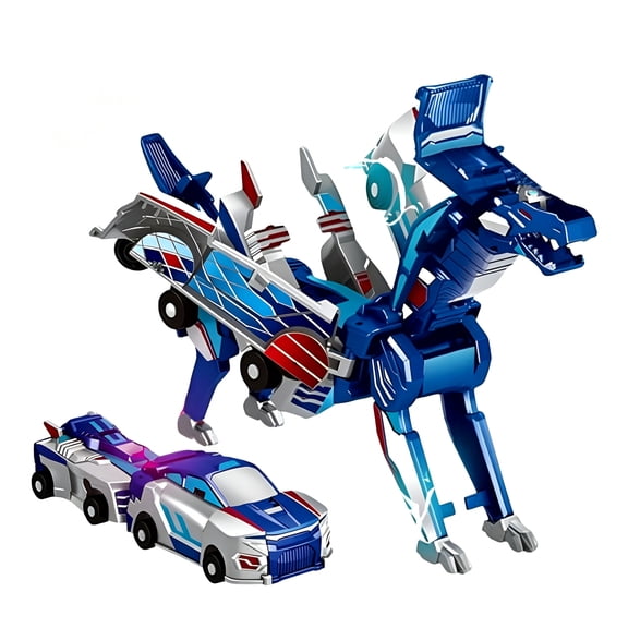 BESTSKY 2026 New Dinosaur Collision Transforming Car Toy,Transformation Car Toy with Crash&Transform Feature,For Boys and Girls | Party Gift for Birthday,Christmas(Blue)