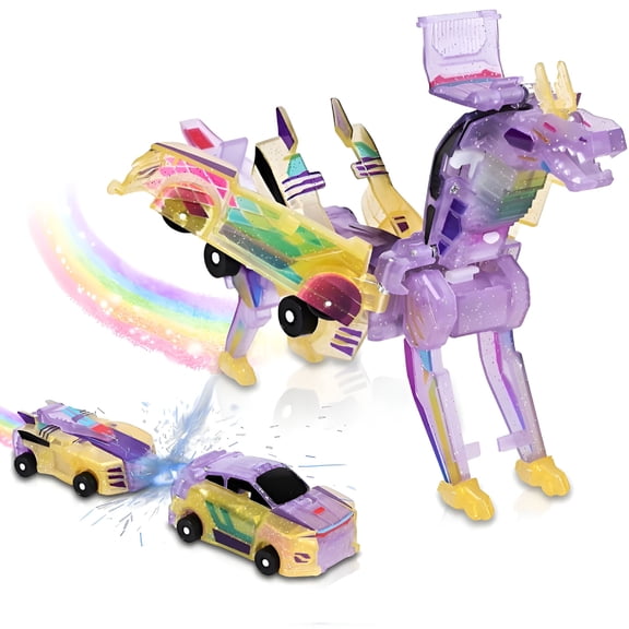 BESTSKY 2026 New Dinosaur Collision Transforming Car Toy,Transformation Car Toy with Crash&Transform Feature,For Boys and Girls | Party Gift for Birthday,Christmas(Yellow)