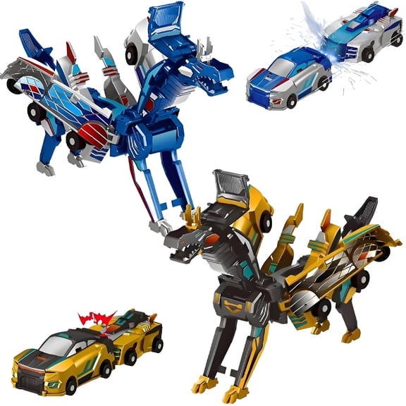 BESTSKY 2026 New Dinosaur Collision Transforming Car ToyTransformation Car Toy with Crash &Transform Feature For Boys and Girls |Party Gift for Birthday,Christmas for Playroom,Home,Carpet,Bedroom
