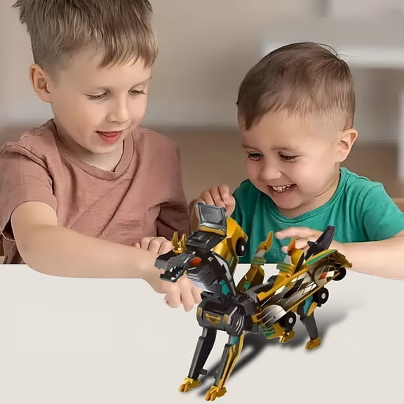BESTSKY 2026 New Dinosaur Transforming Car Toys Magnetic Crash&Transform Vehicles That Change From Cars to Dinosaurs,Perfect Birthday&Christmas Gift for Home,Party,Playroom,Yellow