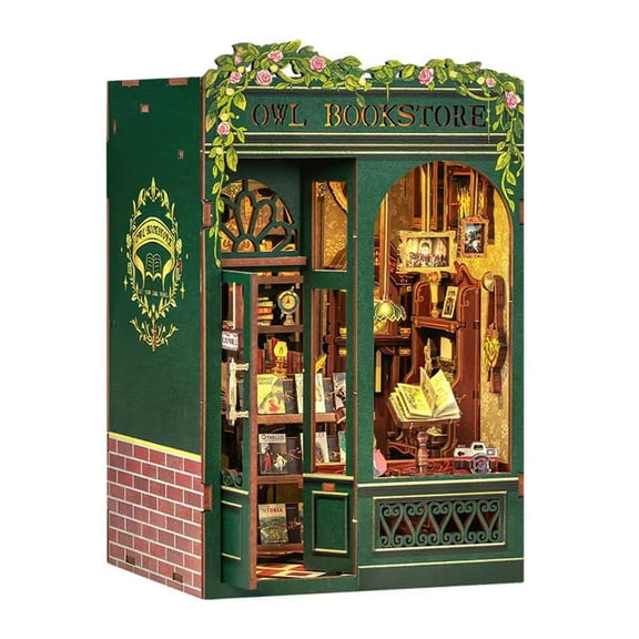 BESTSKY 2026 New Diy 3D Wooden Miniature House Puzzle for Adults,Teens&Beginners,Dollhouse-Style Bookshelf Insert,Creative Library Decor&Unique Gift for Book Lovers&Craft Fans(Owl)