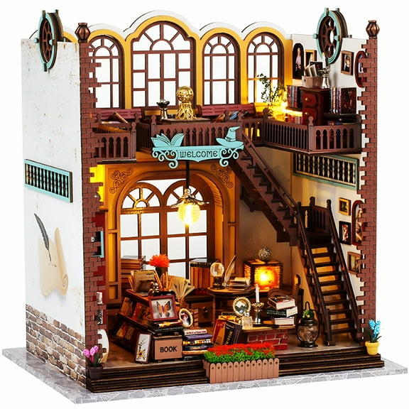 BESTSKY 2026 New Diy Book Nook Kit with Led Light,3D Wooden Puzzle Bookend Kit Creative Booknook Bookshelf Insert Exquisite Bookend Model Kit for Home Decor Crafts