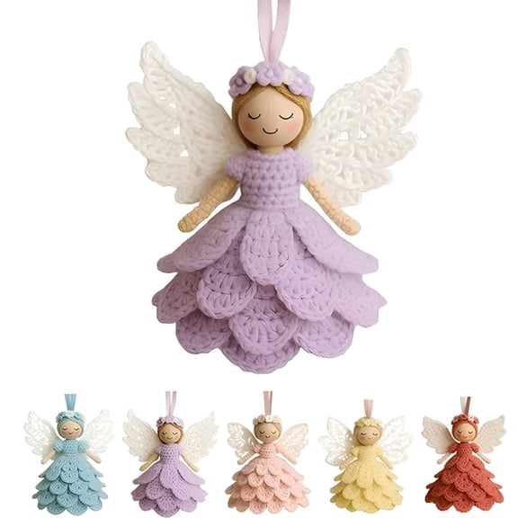 BESTSKY 2026 New Diy Crochet Angel Ornament Kit Handmade Yarn Craft Set for Beginners Christmas Tree Decoration Crochet Doll Hanging Ornament Holiday Gift for Adults(Purple)