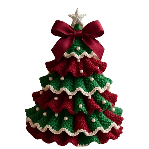 BESTSKY 2026 New Diy Crochet Christmas Tree Kit-Handmade Holiday Decoration Set,Crochet Christmas Tree Craft Kit for Beginners,Bow Pearl Embellishment,Home Craft with Yarn,Hanger,Beads&Instructions