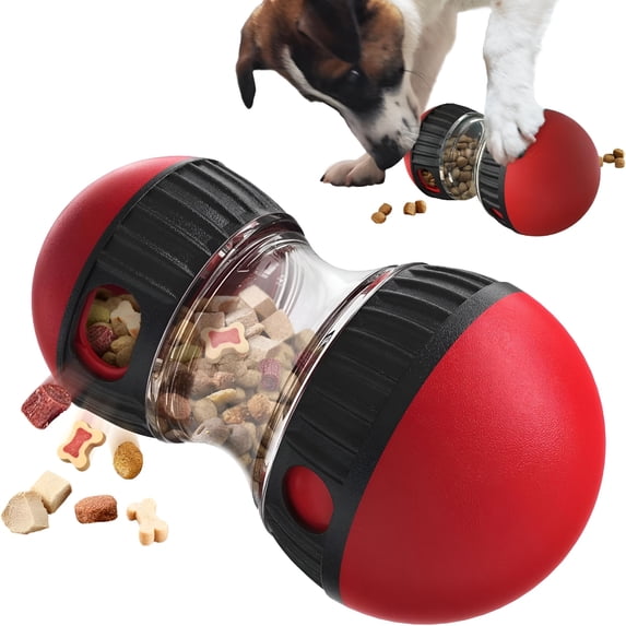 BESTSKY 2026 New Dog Food Puzzle Toy Adjustable Treat Dispensing Food Dispenser Slow Feeder Bowls Puppy Enrichment Toy Ball Dog Interactive Chase Training Toys for Small Medium Large Dogs