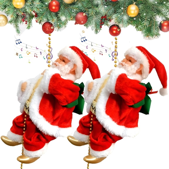 BESTSKY 2026 New Electric Chimney Climbing Santa Claus Musical Toys,Electric Santa Climbing Rope,Santa Claus Climbing Rope,Santa Claus Climbing A Chain,Christmas Decorations Climbing Santa Claus