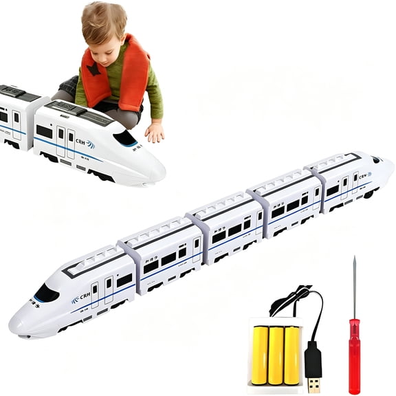 BESTSKY 2026 New Electric Universal Simulation High Speed Railway Train Toy,Battery Operated Train Toy,Freely Assembled High Speed Train Kids Toy Car,Early Education Toy for Boys(4 Carriages)