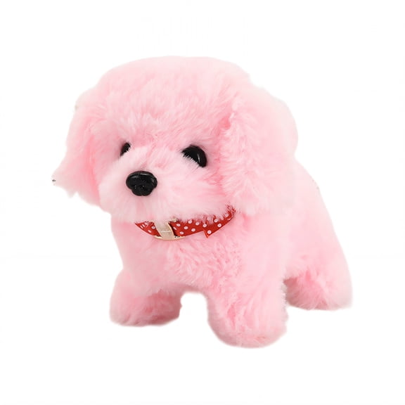 BESTSKY 2026 New Electronic Plush Dog,Walks on Carpet Dog Toy Remote Control Leash,Safe Material Gift for Kids,Pink