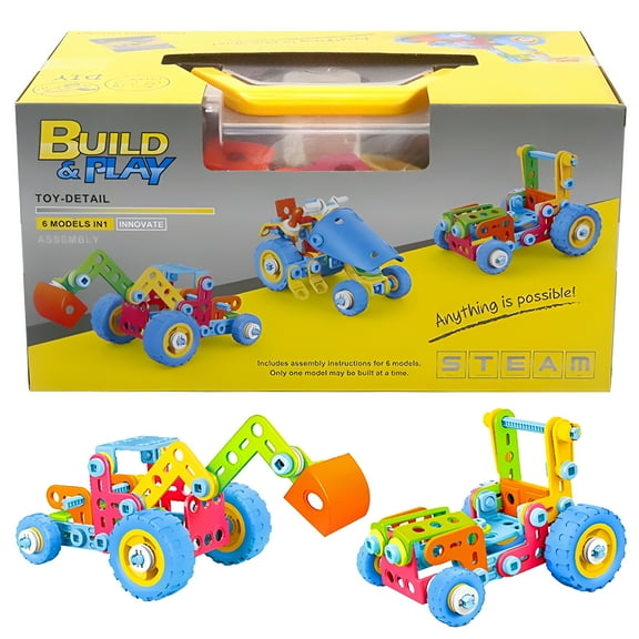 BESTSKY 2026 New Erector Set Toys for Kids Ages 5+ Stem Activities Projects Erector Set Early Educational 6-In-1 Engineering Building Blocks Kit Diy Assemble Construction Learning Set for Boys Girls