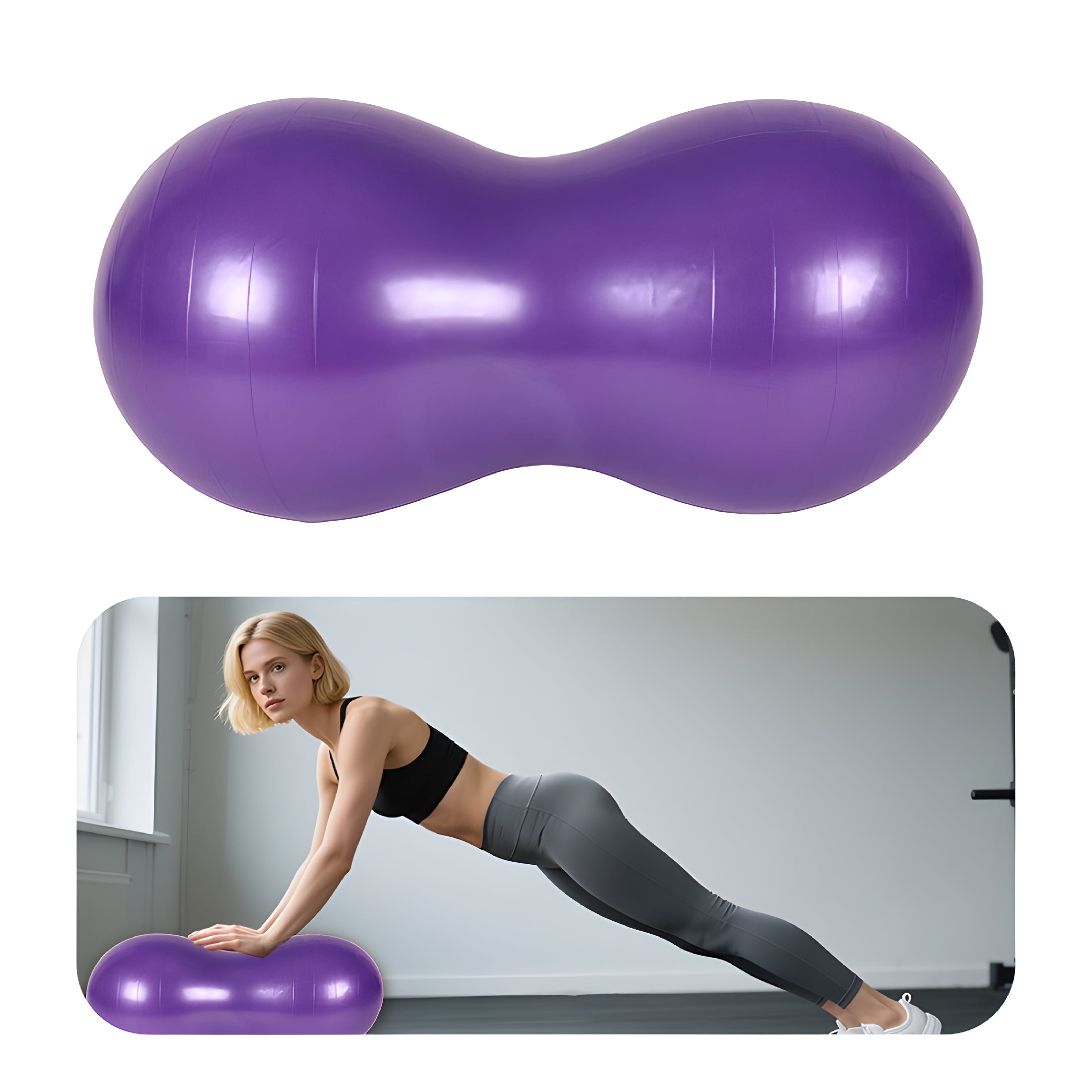 BESTSKY 2026 New Exercise Ball,39.4"*19.7"*19.7" Pilates Ball,Thickened Explosion-Proof Peanut Ball for Yoga,Fitness,Home,Gym,Purple