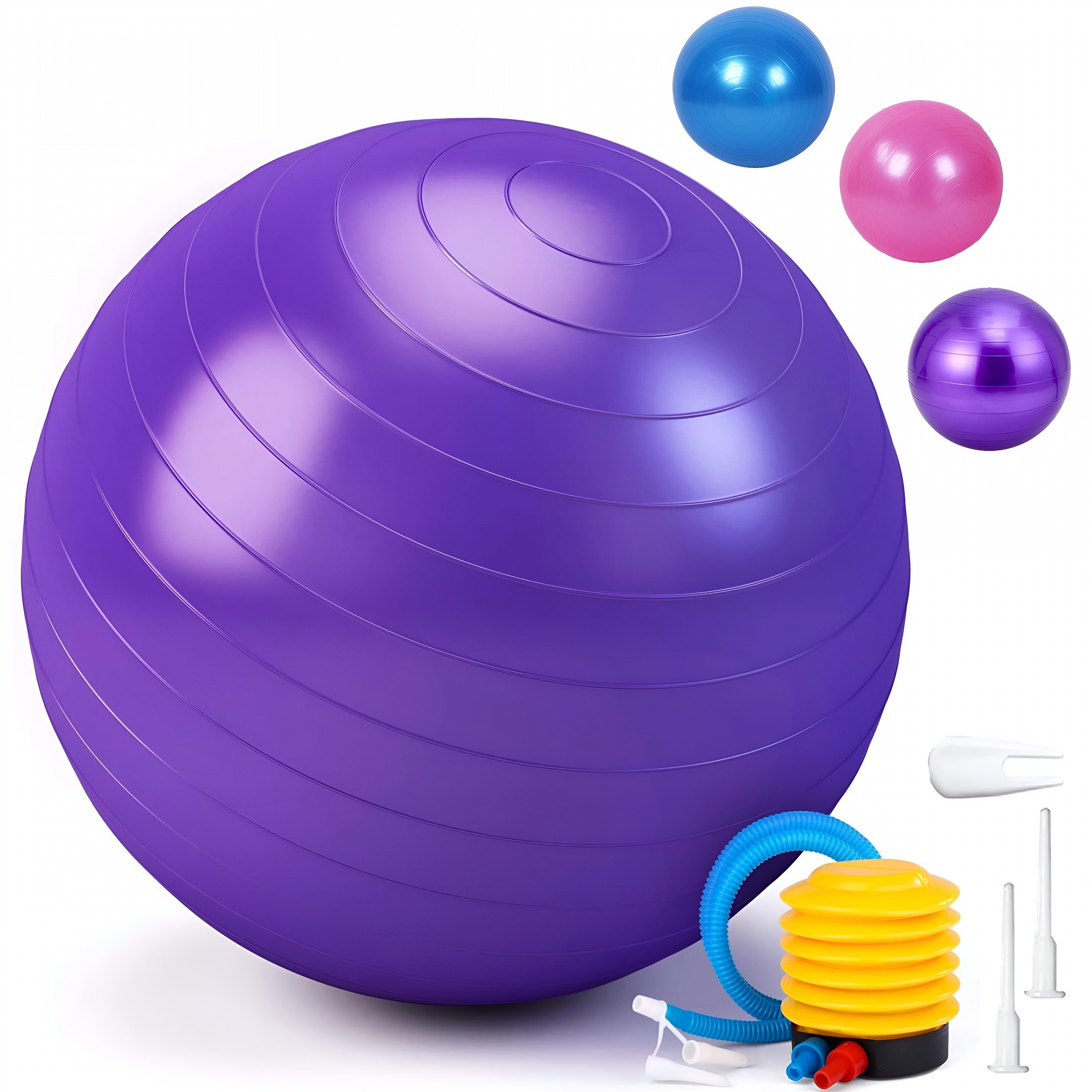 BESTSKY 2026 New Exercise Ball, Pilates Yoga Ball for Fitness Pregnancy, Stability Balance Ball Chair with Quick Pump, Anti-Burst Workout Gym Equipment for Home, Office (Purple 55Cm)