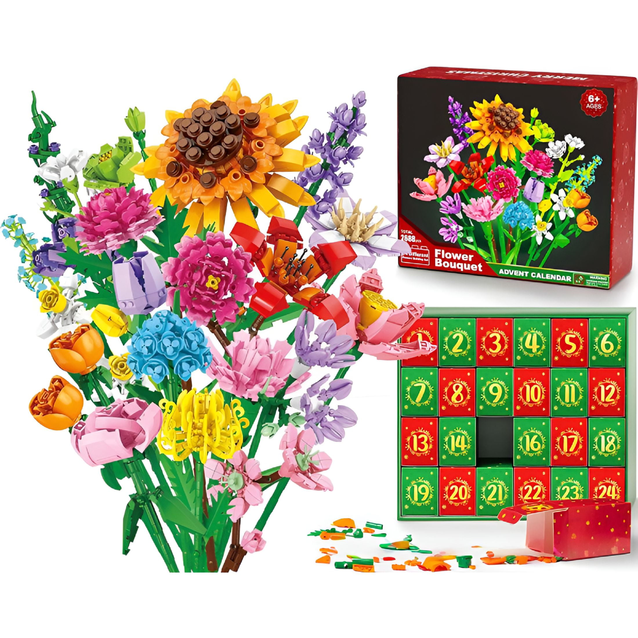 BESTSKY 2026 New Flower Bouquet Advent Calendar for Adults Teens Kids 24 Days Flower Bouquet Christmas Countdown Advent Calendar Diy Flower Advent Calendar Home Decor