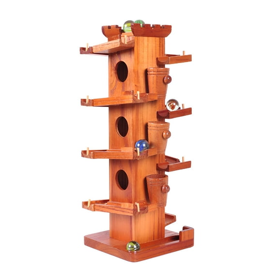 BESTSKY 2026 New Funny Marble Ball Run Wooden Tower Construction Track Game Educational Kids Toy for Stem Learning,Motor Skill Development,Creative Play,Problem-Solving,Family Fun