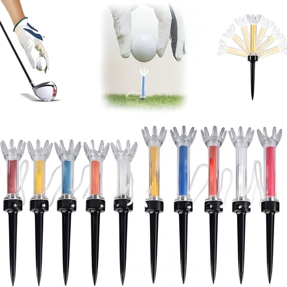 BESTSKY 2026 New Golf Tee with Magnetic Plastic 360 Degree Bounce,360 Magnetic Golf Tee Holder with Bounce,Multi Color Flexible Magnetic Plastic Golf Tee for Training Practice Tool (10Pc-Mix)