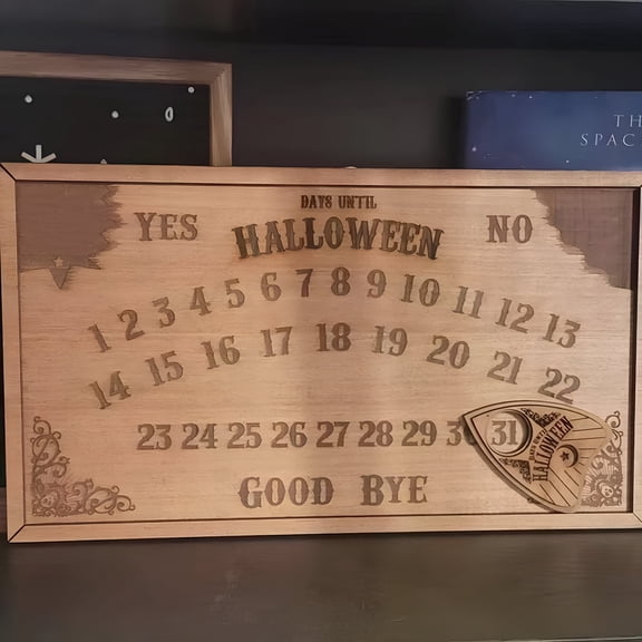 BESTSKY 2026 New Halloween Advent Countdown Calendar,Halloween Magnetic Calendar with Movable Pointer,31 Day Halloween Countdown Calendar,Wooden Halloween Calendar for Halloween Decor