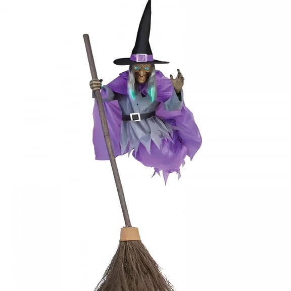 BESTSKY 2026 New Halloween Decorations-Halloween Decorations Outdoor-Animated Hovering Witch Animatronics-Sound&Touch Activated Sensor-Scary Props House Decor for Garden Yard Lawn Indoor Decoration