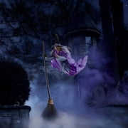 BESTSKY 2026 New Halloween Decorations Outdoor Flying Witch Decorations Animated Hovering Witch Animatronics Sound & Touch Activated Sensor for Garden Yard Lawn Outside Indoor Decoration
