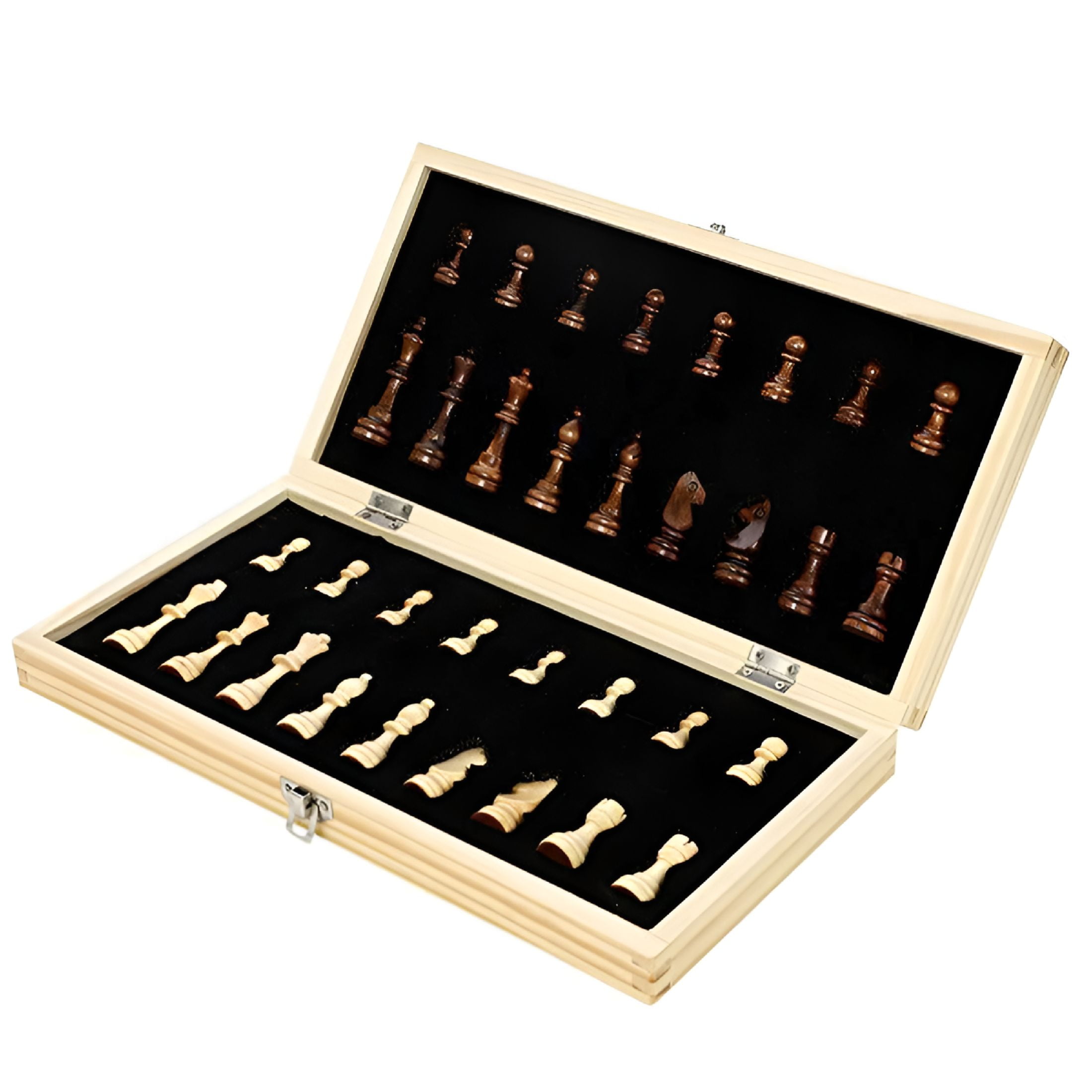 BESTSKY 2026 New Handmade Folding Wooden Chess Board Set with Extra 2 Queens for Home,Office,Travel,29X29Cm,Individual Slot in the Storage Box and Are Not Easy