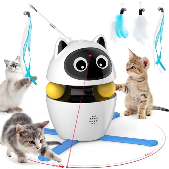 BESTSKY 2026 New Indoor Automatic Cat Toy with Laser, Feather, and Rechargeable Features,Laser Pointer Cat Toy