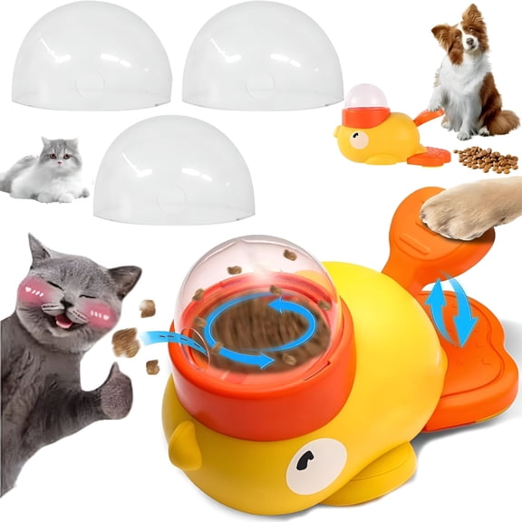 BESTSKY 2026 New Interactive Cat Feeder, Cat Treat Dispenser Toy, Little Yellow Duck Feeder, Duck-Shaped Interactive Cat Treat Dispenser with Button
