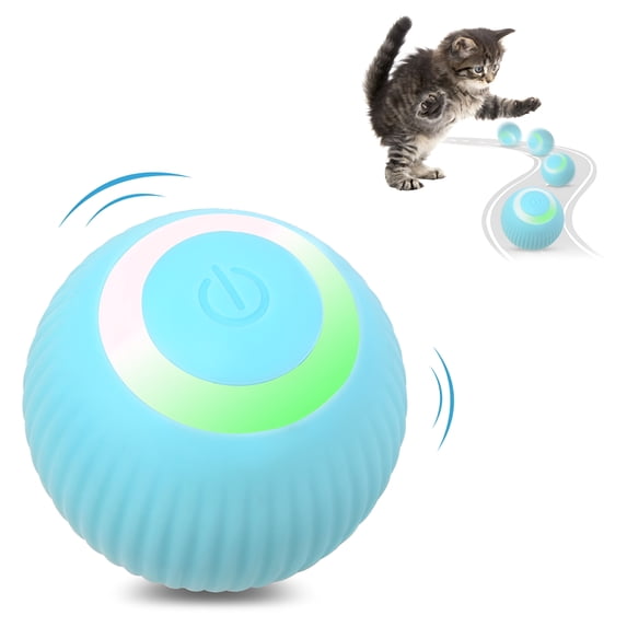 BESTSKY 2026 New Interactive Cat Toys Ball Automatic Rolling & Usb Rechargeable with Led Light for Indoor Playing, Green Smart Motion Pet Ball