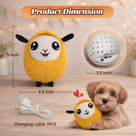 BESTSKY 2026 New Interactive Dog Toy,Moving Squeaky Ball with Plush Cover,Rechargeable Pursue Buddy Dog Toy for Small Medium Large Dogs,Chew and Play Pet Toy,Orange