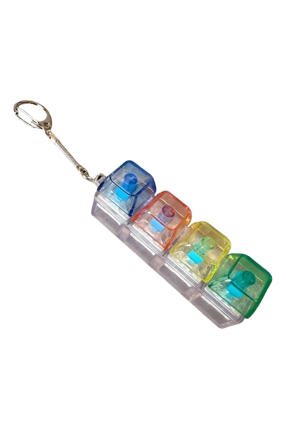 2026 New Keyboard Fidget Toy, Keyboard Clicker, Stress Relief Keychain, Pressure-Reducing Keyboard Pendant with Led Light for Library Office Home, 4 Key