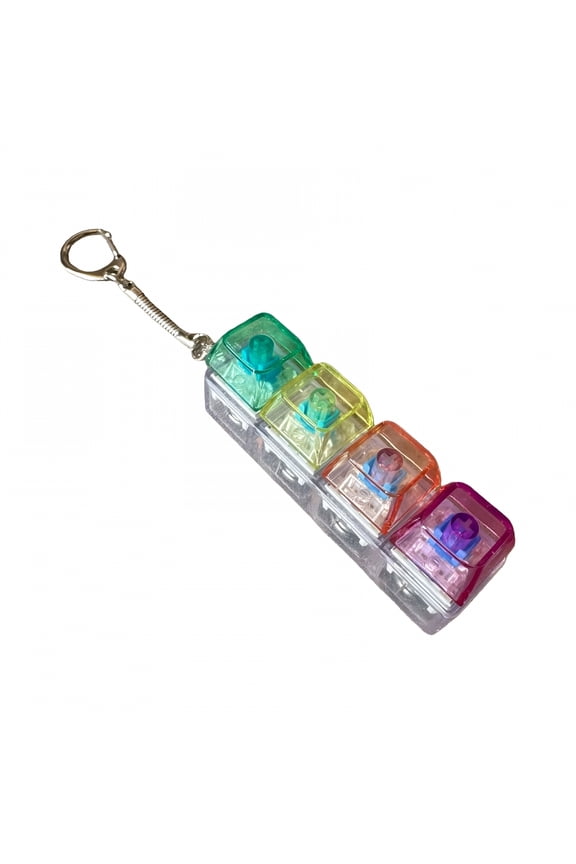 2026 New Keyboard Fidget Toy, Keyboard Clicker, Stress Relief Keychain, Pressure-Reducing Keyboard Pendant with Led Light for Library Office Home, 4 Key