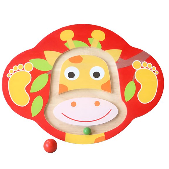 BESTSKY 2026 New Kid Balance Board, Smooth Edge Cartoon Shape Wooden Standing Balance Wobble Board with Crossed Base Physical Toy Set