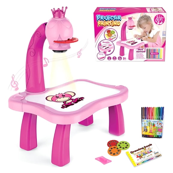 BESTSKY 2026 New Kids Art Easel Toddler Activity Table Kids Easel for Magnetic Drawing Folding Learning Toys Educational Drawing of Led Projector Toys for Toddlers for Home,Classroom,Playroom