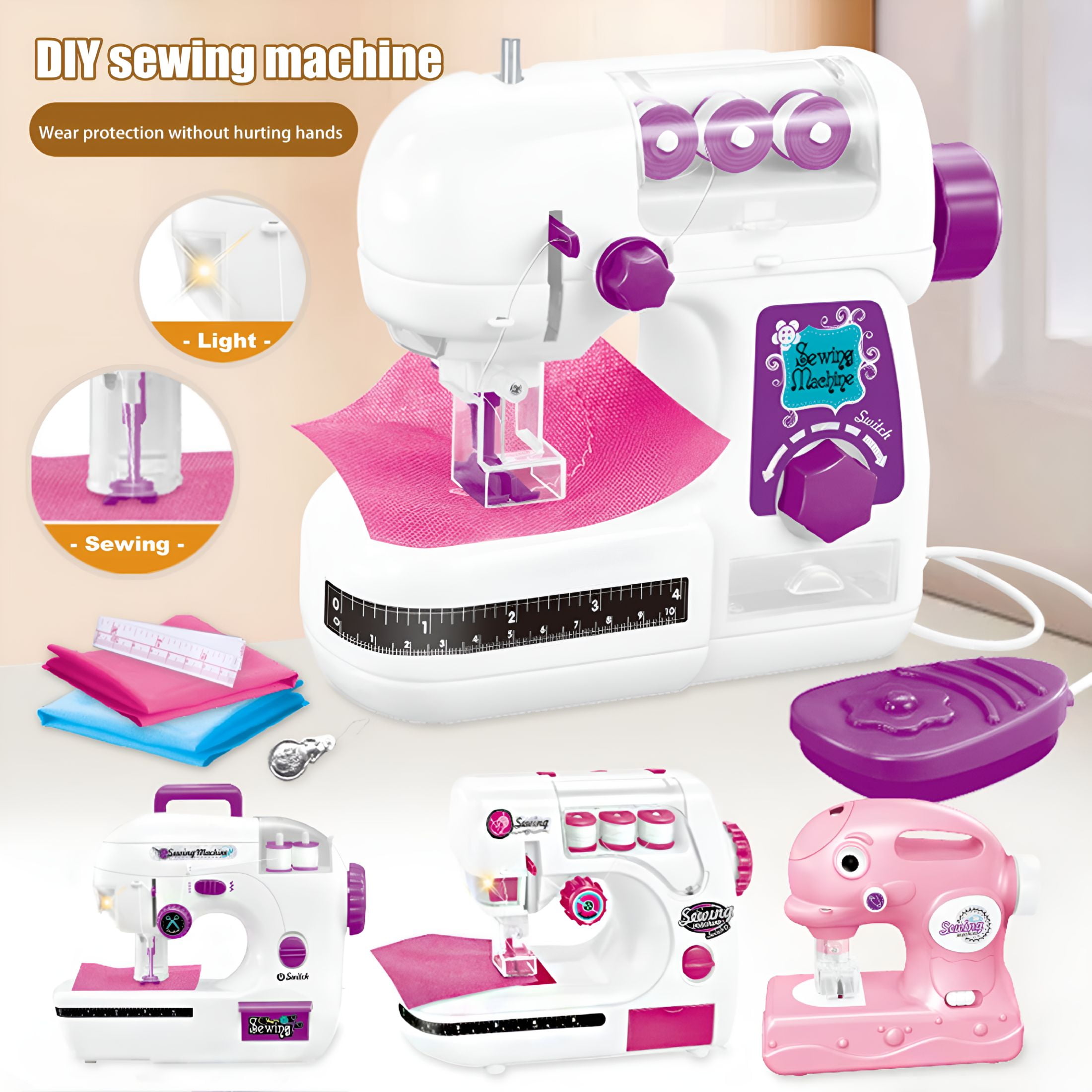 BESTSKY 2026 New Kids Sewing Machine Toy Toddler Mini Sewing Machine with Pre-Threaded Box,For Kids,Girl,Household,Travel 1Set,For Learning,Creative Play,Early Education,Crafting,Fun Activities