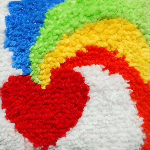 BESTSKY 2026 New Latch Hook Kits for Kids 12X12In Girl Beginner Classic Beginner Needle Crochet Yarn Kitsfor Kids Ages 6+,Easy to Learn Craft Project Diy Rug(Rainbow Heart)