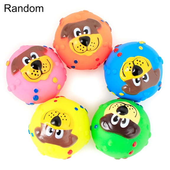 BESTSKY 2026 New Latex Dog Squeaky Toys Rubber Soft Dog Toys Chewing Squeaky Teething Toy Fetch Play Balls Toy for Puppy Small Medium Pets Dog Ball Bouncy Ball for Dogs (Random Color)