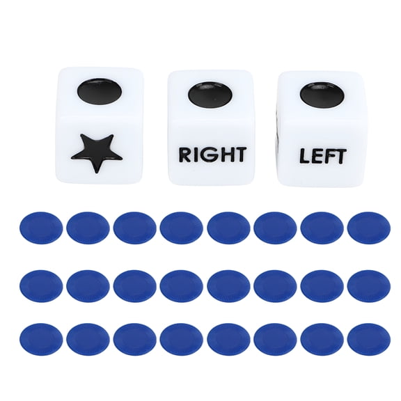 BESTSKY 2026 New Left Right Center Dice Classic Games Plastic Left Right Center Dice Game Kit for Party Home,Colorful Chips Board Games Accessories for Entertainment Party Family